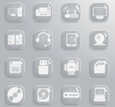 Computer equipment simple vector icons Illustrazione stock