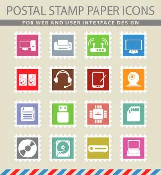 Computer equipment simple vector icons Illustrazione stock