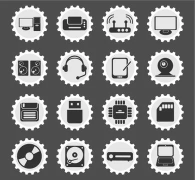 Computer equipment simple vector icons Illustrazione stock