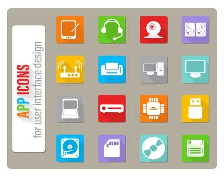 Computer equipment simple vector icons Illustrazione stock