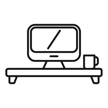 Computer ergonomic workplace icon outline vector. Office sit Stock Illustration
