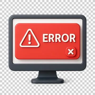 Computer Error Alert Warning Message 3D Icon Illustration Red Exclamation Di Stock Illustration