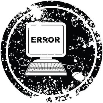 Computer error circular distressed symbol Stock Illustration