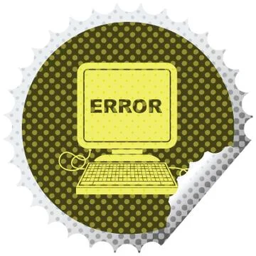 Computer error circular peeling sticker Stock Illustration