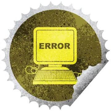 Computer error circular peeling sticker Illustrazione stock