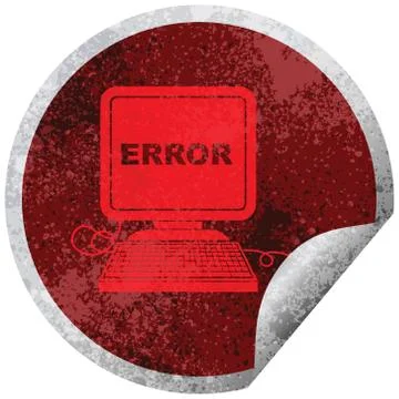 Computer error circular peeling sticker Illustrazione stock