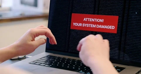 Computer error concept using laptop with app crash message on screen, Stock Footage 237474534