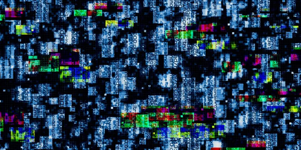 Computer error display corrupt binary data hacker digital binary data screen Stock Illustration