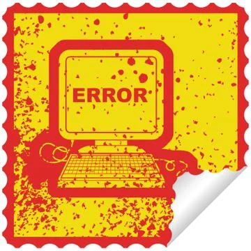 Computer error distressed sticker Stock Illustration
