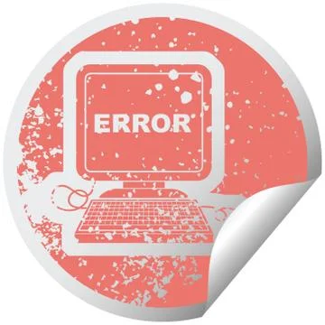 Computer error distressed sticker Stock Illustration
