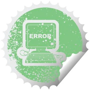 Computer error distressed sticker Stock Illustration