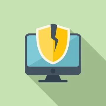 Computer error icon flat vector. Security threat Stock Illustration