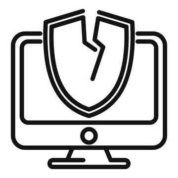 Computer error icon outline vector. Security threat Stock Illustration