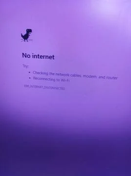 A computer with an error message: No Internet Connection stock photo Stock Photos