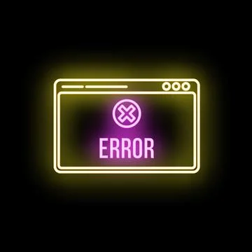 Computer error message window glowing neon light Stockillustratie