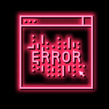 Computer error neon glow icon illustration Stock Illustration