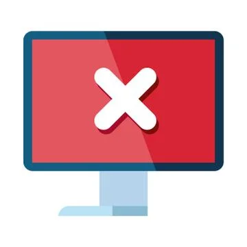 Computer with error notification icon Stock Illustration