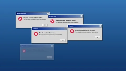 Computer error popups multiplying on screen stock footage Stock Footage 347391110