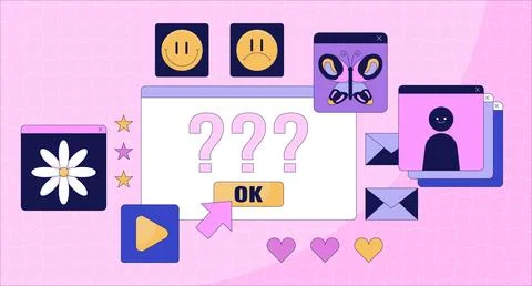 Computer error screen lofi wallpaper Stock Illustration