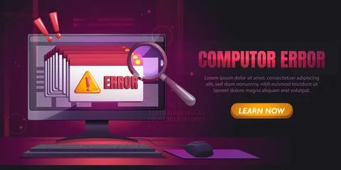 Computer error screen with warning sign. Vector illustration Stock Illustration
