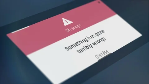 Computer error, something has gone wrong text message on screen, generic error Stock Footage 90410645