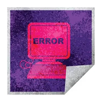 Computer error square peeling sticker Stock Illustration