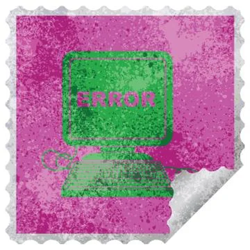 Computer error square peeling sticker Stock Illustration