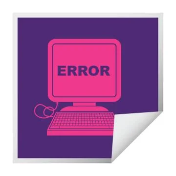 Computer error square peeling sticker Stock Illustration
