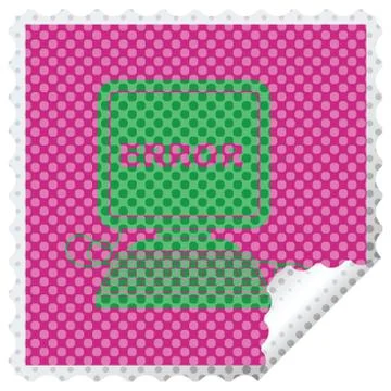 Computer error square peeling sticker Stock Illustration