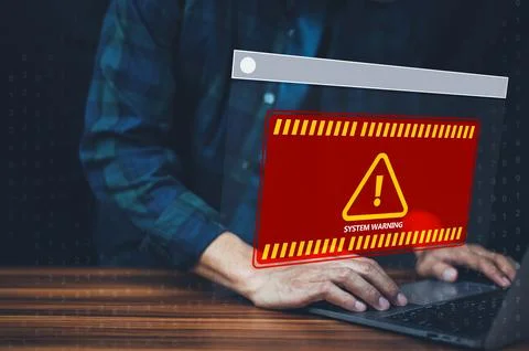 Computer Error System warning caution sign for notification. Computer Syste.. Foto stock