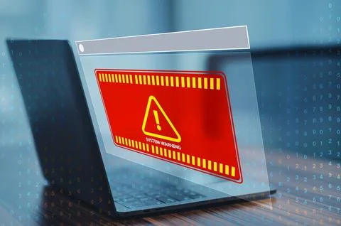 Computer Error System warning caution sign for notification. Computer Syste.. 스톡 사진