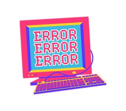 Computer error Y2K groovy sticker or hippie tag Stock Illustration