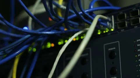 Computer Ethernet Network Panel (Rack Focus) Video stock 10952607