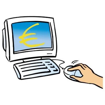Computer with euro sign on screen Stockillustratie