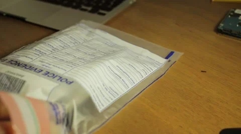 Computer Evidence Being Placed in Police Bag Stock-Footage 65178993