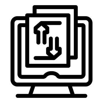 Computer exchanging files with upload and download arrows Stock Illustration