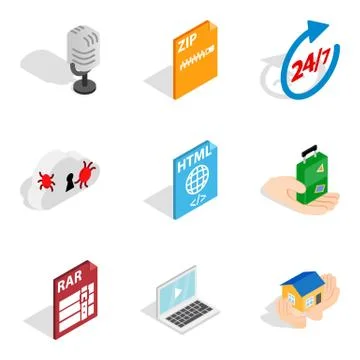 Computer expert icons set, isometric style イラスト素材