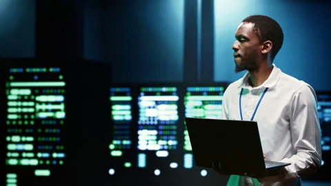 Computer expert patching server network Video stock 246714267