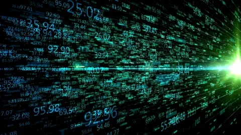 Computer exploring big numbers and data through tech concept. Stock Footage 334024970