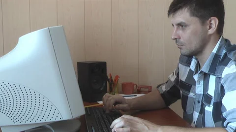 Computer expressed anger, manager of professional activities. He showed an obsce Stock Footage 55275934