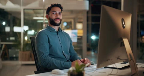 Computer, face and laugh with business man in office for investment report Stock Footage 336307675