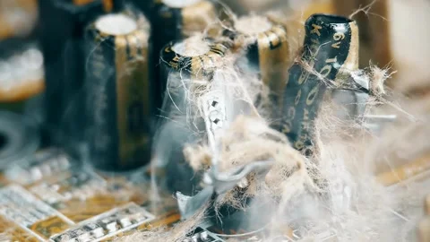 Computer failure, short circuit, and hardware damage concept Stock Footage 320710471
