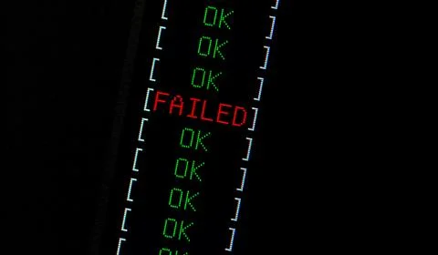 Computer failure simple abstract concept. One red FAIL indicator Stock Photos