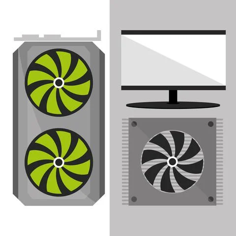Computer fan and screen イラスト素材
