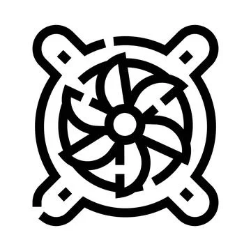Computer fan cooling electronic hardware component line icon Illustrazione stock