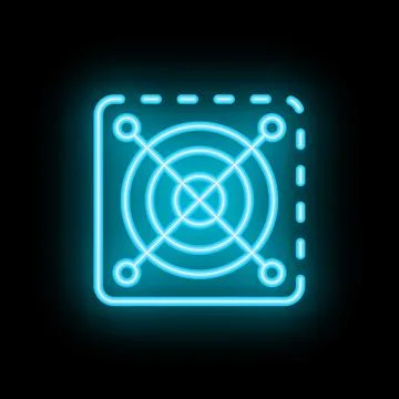 Computer fan cooling hardware neon light glowing icon illustration 스톡 일러스트
