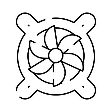 Computer fan cooling system hardware line icon Stock Illustration