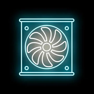 Computer fan cooling system neon glowing icon 스톡 일러스트