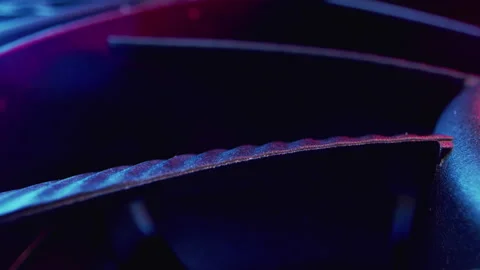 Computer fan with curved blades close-up. State-of-the-art enclosure cooling Stock Footage 194419809