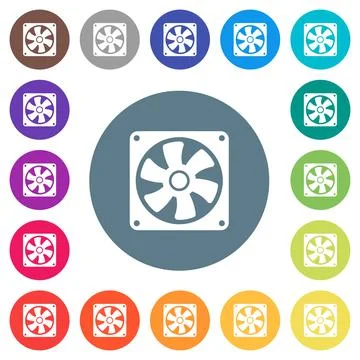 Computer fan flat white icons on round color backgrounds イラスト素材